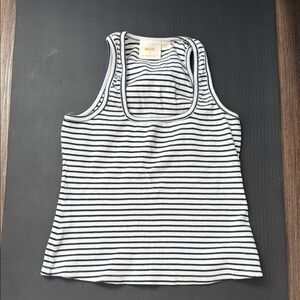 Anthropologie Black and White Striped Fitted Tank Top